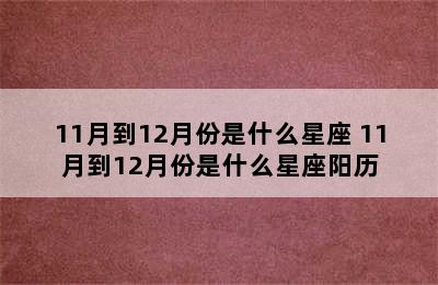 11月到12月份是什么星座 11月到12月份是什么星座阳历